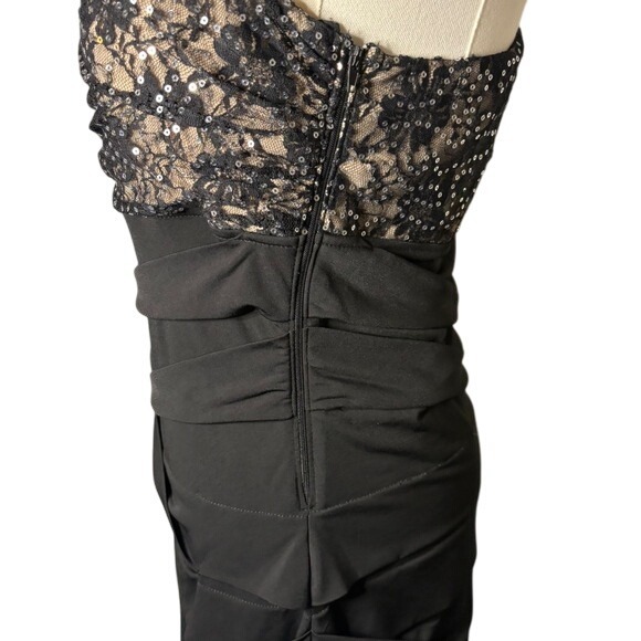 CITY TRIANGLES Black Lace One Shoulder Dress Ruched Bodycon Women's Large - Picture 6 of 7